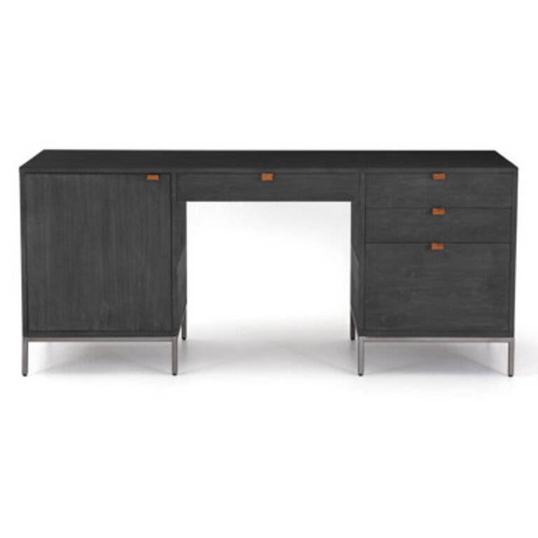 Galeria Solid Wood Executive Desk Top Color: Black Wash Poplar