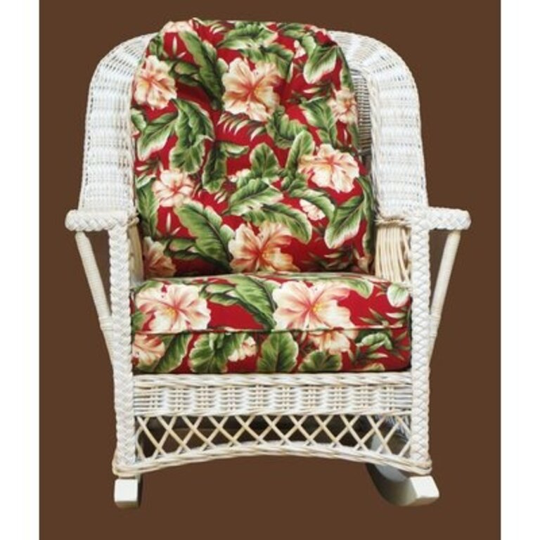 Rosado Rocking Chair Color: White, Fabric: Fiona Red Vintage