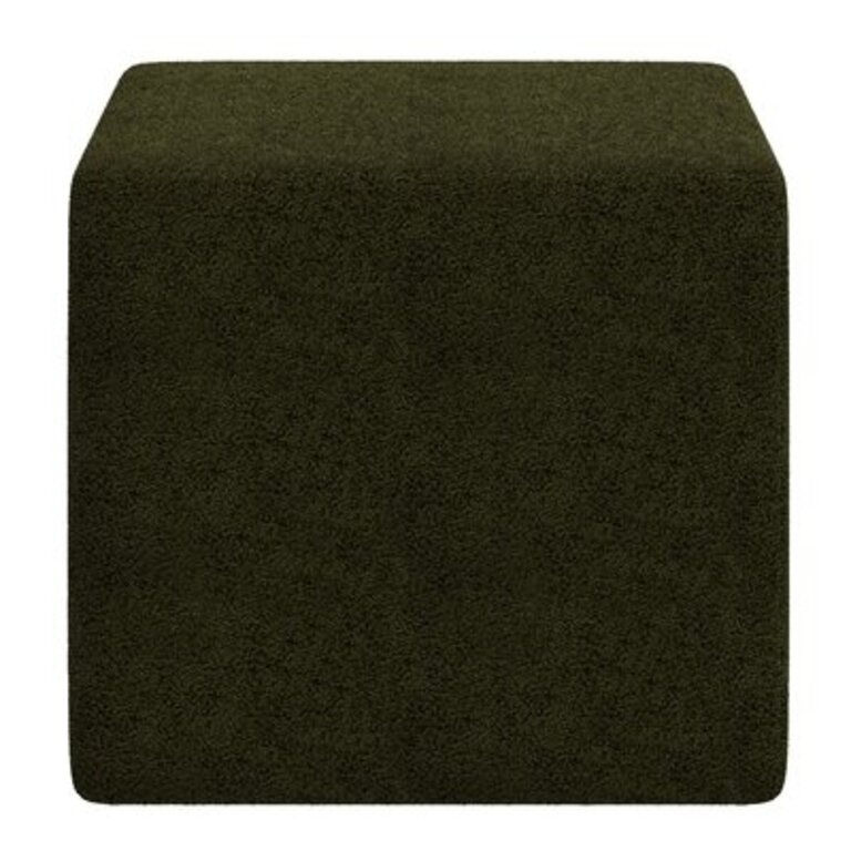 Marquette 21'' Wide Square Cube Ottoman Fabric: Green Polyester Blend