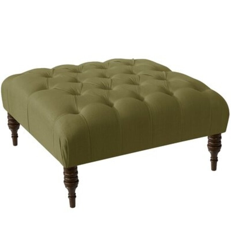 Stella 36" Wide Tufted Square Cocktail Ottoman Fabric: Green