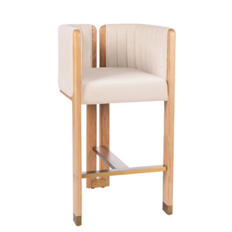 Monaco Wood Counter Chair  Upholstery: Beige