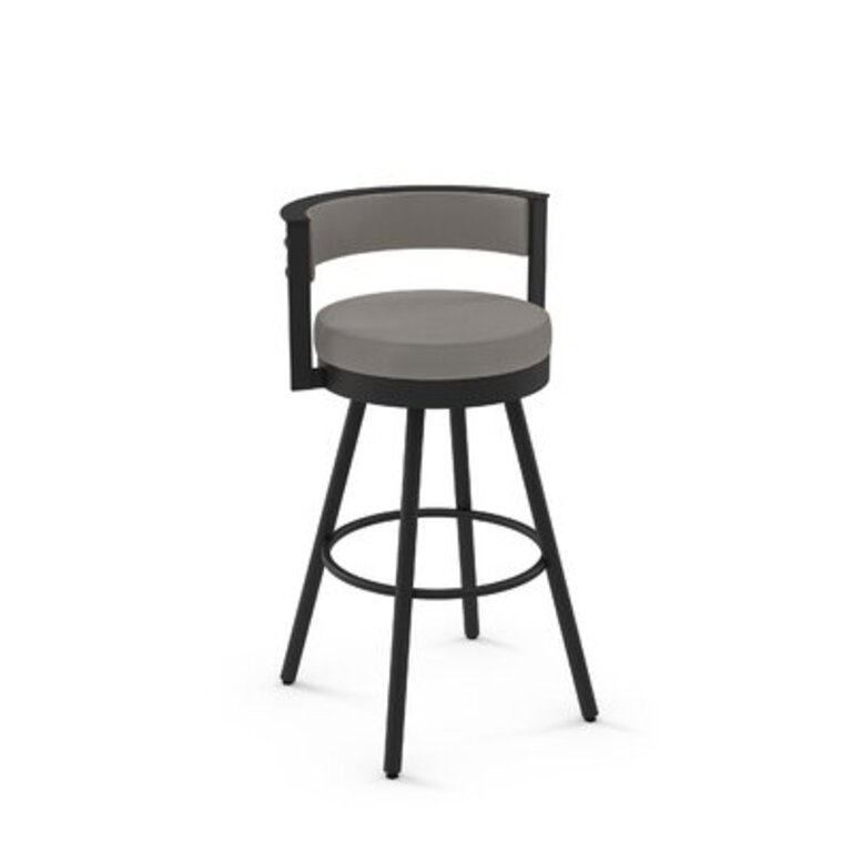 Traci Swivel Counter & Bar Stool Color: Black, Upholstery: Gray, Seat Height: Counter Stool (26" Seat Height)