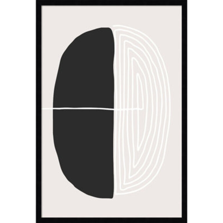 Black And White Oval By Incado Wood Framed Wall Art Print Size: 33" H x 23" W x 1" D, Format: Black