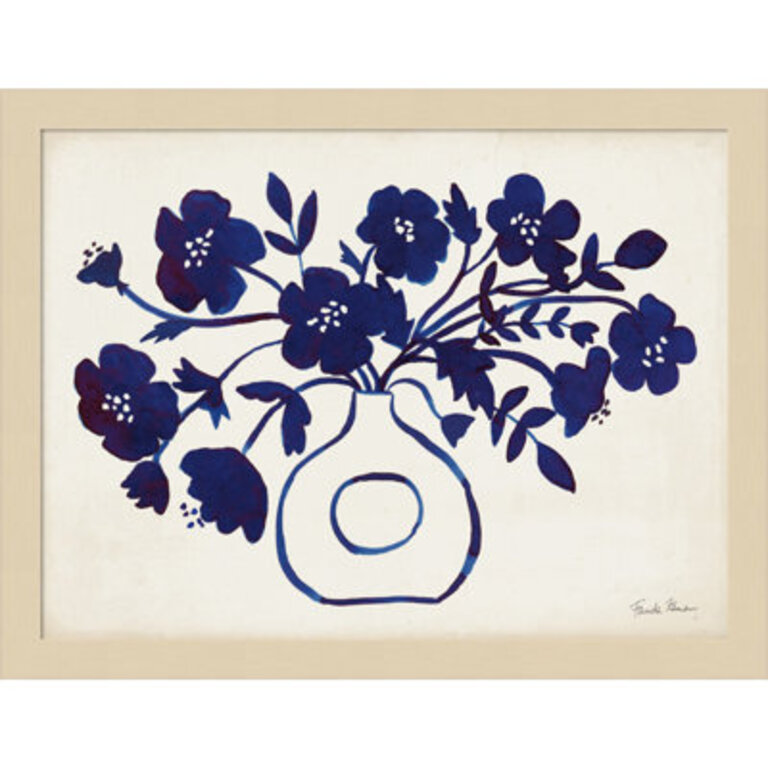 Modern Blue II By Farida Zaman Wood Framed Wall Art Print Size: 13" H x 17" W x 1" D, Format: Brown