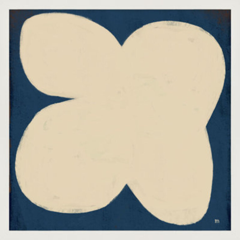 Flower On Blue By Studiom - Framed Wall Art Format: White, Size: 16" H x 16" W x 1.25" D