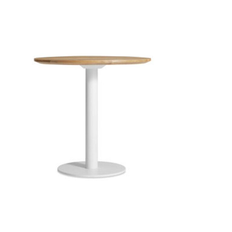 Pedestal Dining Table Top Color: White Oak, Base Color: White, Size: 29" H x 30" W x 30" D