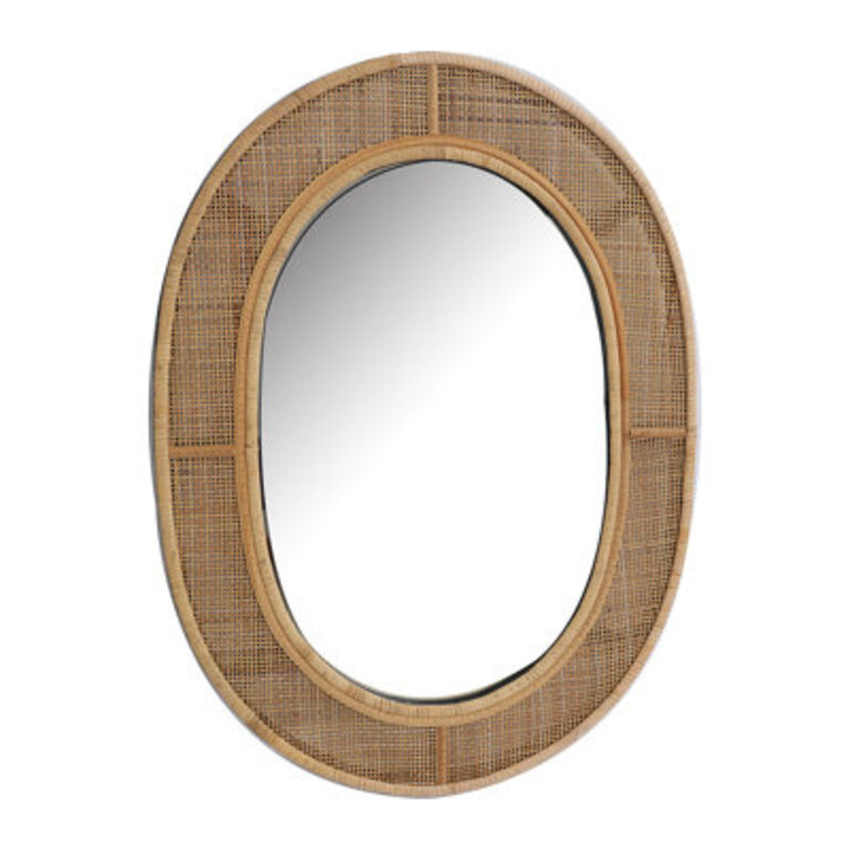 Amsey Rattan Oval Boho Wall Mirror