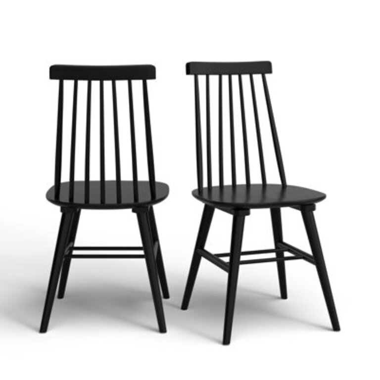 Hendrix Solid Wood Slat Back Side Chair Color: Black