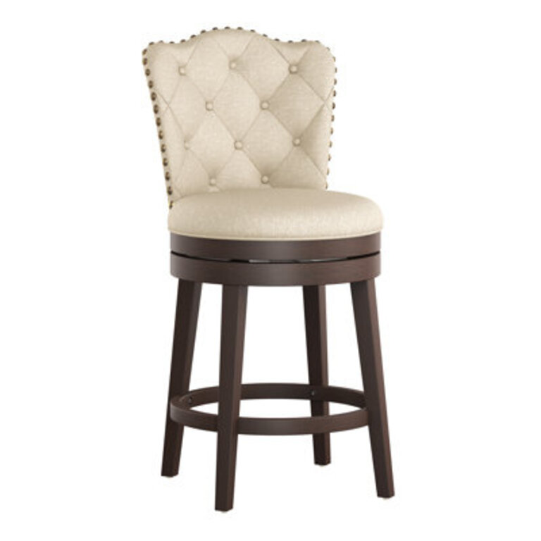 Marthasville Swivel Counter and Bar Stool Seat Color: Cream Polyester, Seat Height: Counter Stool (26.5" Seat Height)