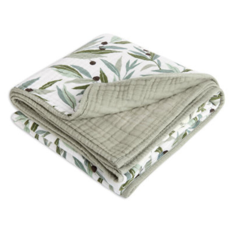 Olive Branches Muslin Quilt in GOTS Certified Organic Cotton