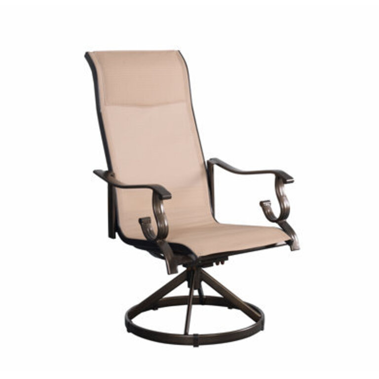 Westin Swivel Patio Dining Armchair Cushion Color: Tan, Frame Color: Bronze