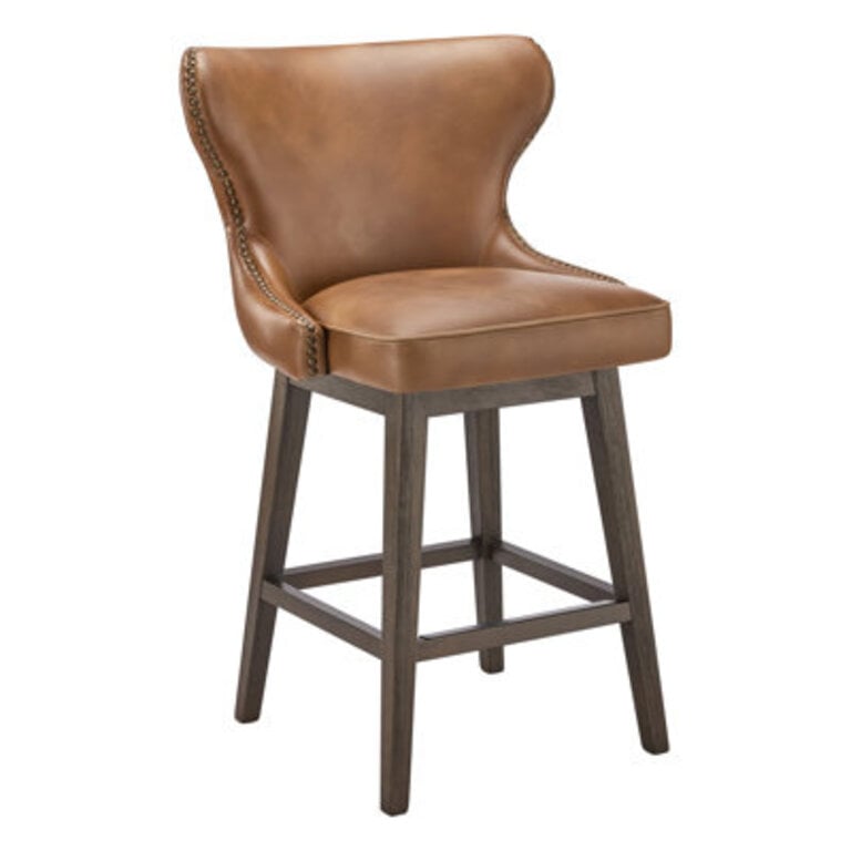 Caraline Swivel Counter & Bar Stool Seat Height: Counter Stool (26" Seat Height), Upholstery: Wax Sand Faux Leather