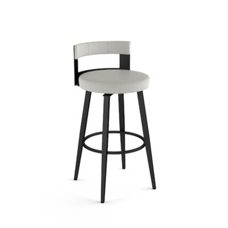 Corda Swivel Upholstered Counter & Bar Stool Seat Height: Counter Stool (26.5" Seat Height), Color: Black, Upholstery: Light Gray