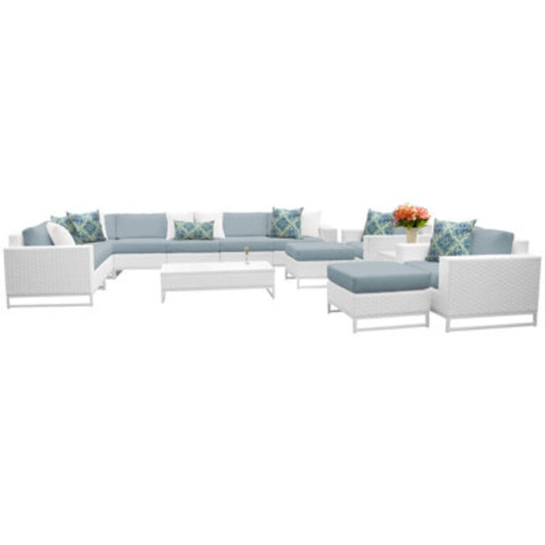 Azyon Miami 13 Piece Outdoor Sectional Seating Group with Cushions and Coffee Table Cushion Color: Spa Performance