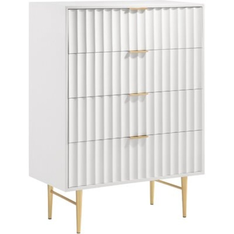 Jayvonni 4 Drawer Chest Color: White/Gold