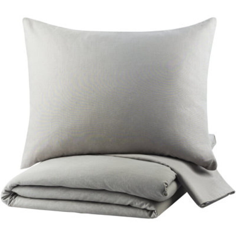 Pia Linen Reversible Modern & Contemporary 3 Piece Duvet Cover Set Size: King Duvet Cover + 2 King Shams, Color: Light Gray