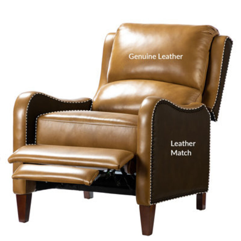 Westmere 28.75" Wide Genuine Leather Manual Club Recliner Leather Type: Camel Top Grain Leather