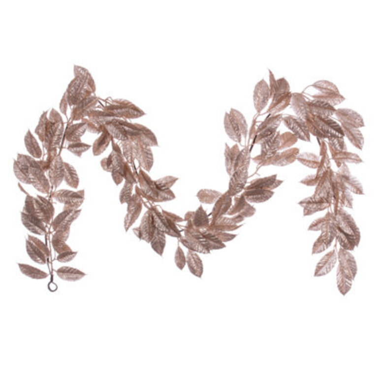 6' Cafe Latte Gardenia Glitter Garland