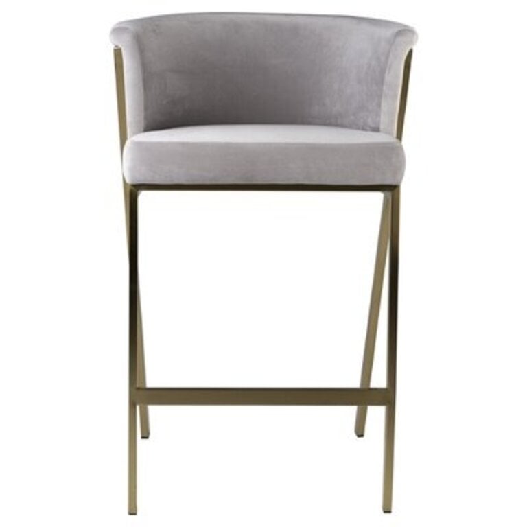 Berenice 26.5" Height Gold Stainless Steel Barstool Upholstery: Gray