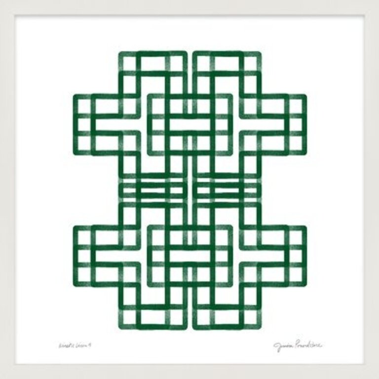 Kinetic Lines 4 - Emerald Green By Jessica Poundstone - Framed Wall Art Format: White, Size: 16" H x 16" W x 1.25" D