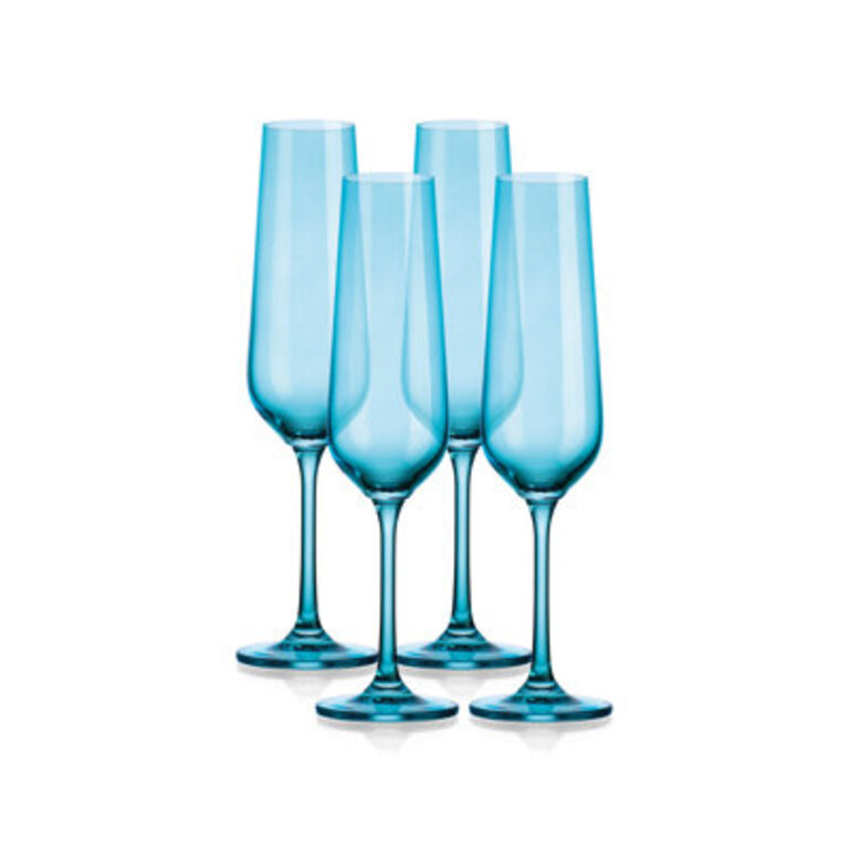 Amelia Peach Flute 8Oz Set Of 4 Color: Sky Blue