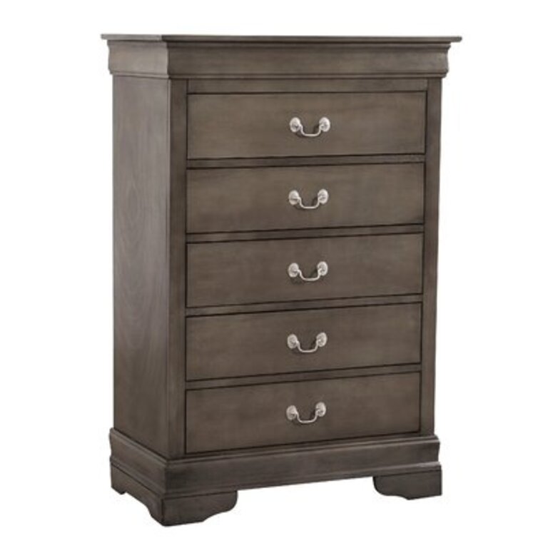 Louis Phillipe 5 Drawer 33'' W Chest Color: Gray