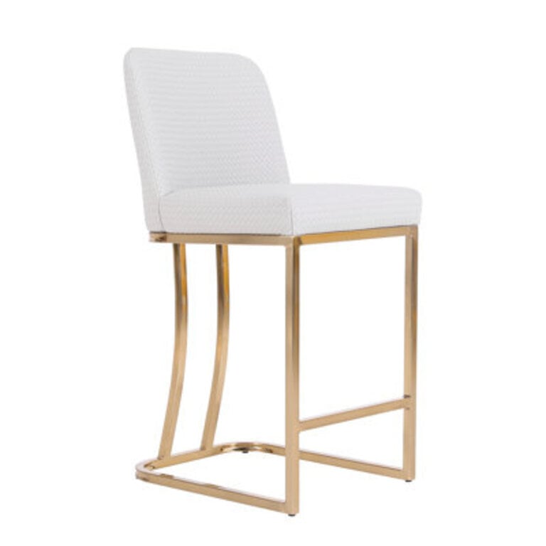 Forsyth 24" Counter Stool Color: White, Frame Color: Gold