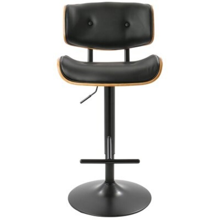 Aliane Swivel Adjustable Height Bar Stool Upholstery: Black