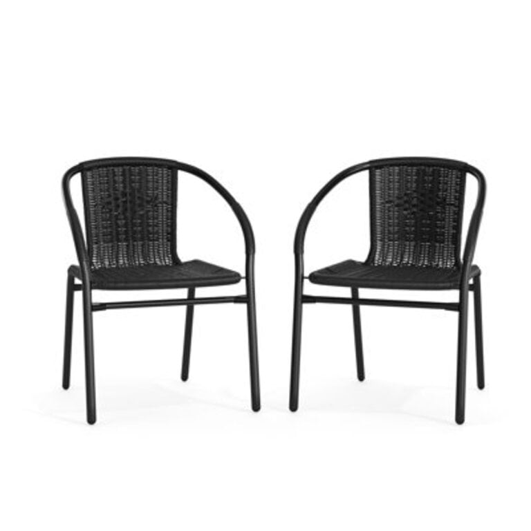 Anacely Stacking Patio Dining Armchair Color: Black