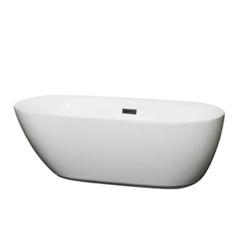 Melissa 65" x 31" Freestanding Soaking Acrylic Bathtub Color: White