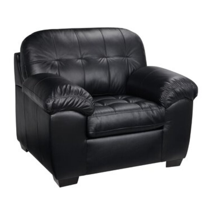 Bellamy 47.5" Wide Top Grain Leather Club Chair Upholstery: Black Genuine Leather