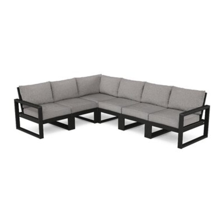 EDGE 6-Piece Modular Deep Seating Set Cushion Color: Grey Revolution®, Frame Color: Black