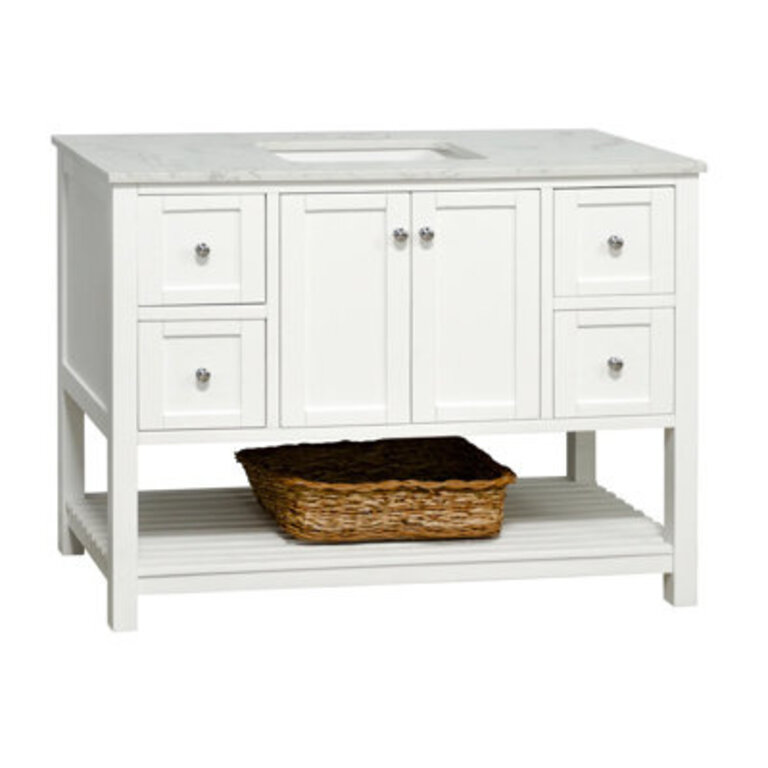 Fossum 48" Single Bathroom Vanity Set Base Finish: White, Top Finish: Engineered Carrara