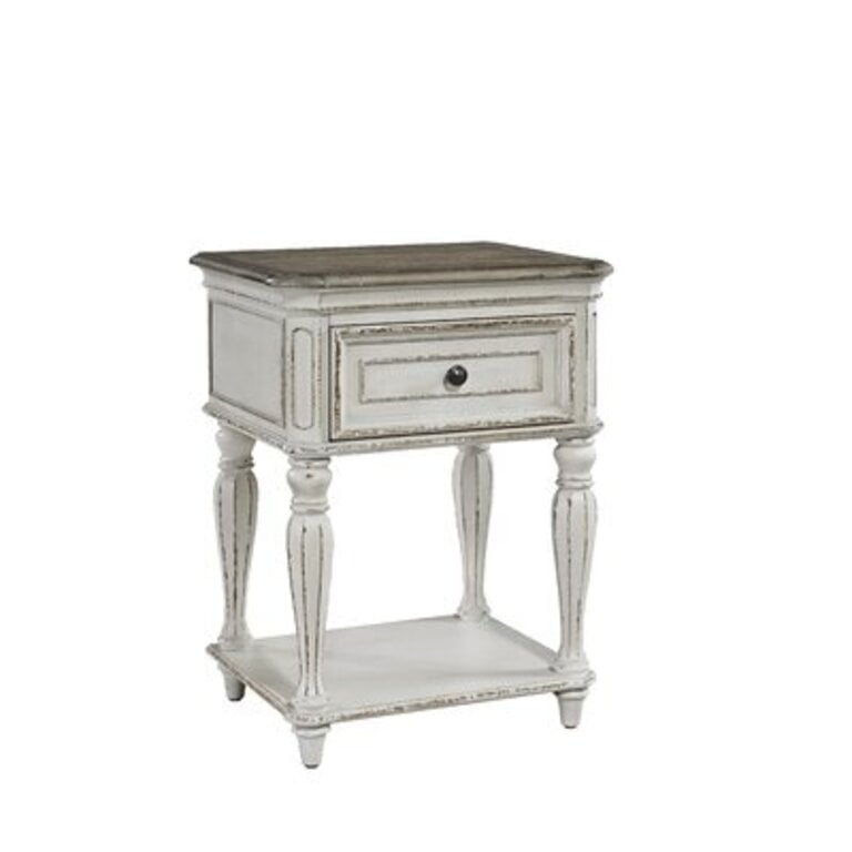 Hanley 1 - Drawer Nightstand in Antique White/Brown