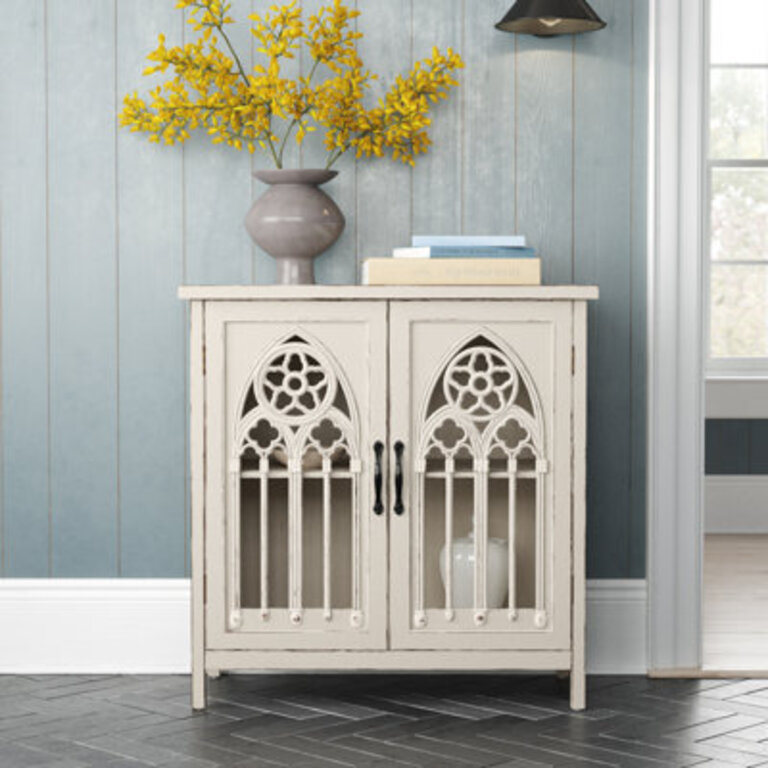 Jorgen White Hollowed Church Window Accent Cabinet