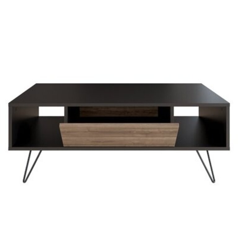 Kayce 4 Legs Coffee Table with Storage Table Top Color: Black/Walnut