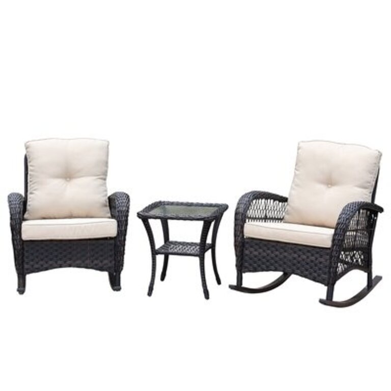 Kisner 3 Piece Rattan Seating Group with Cushions Frame Color Dark Brown Wayfair Outlet Deer Park NY