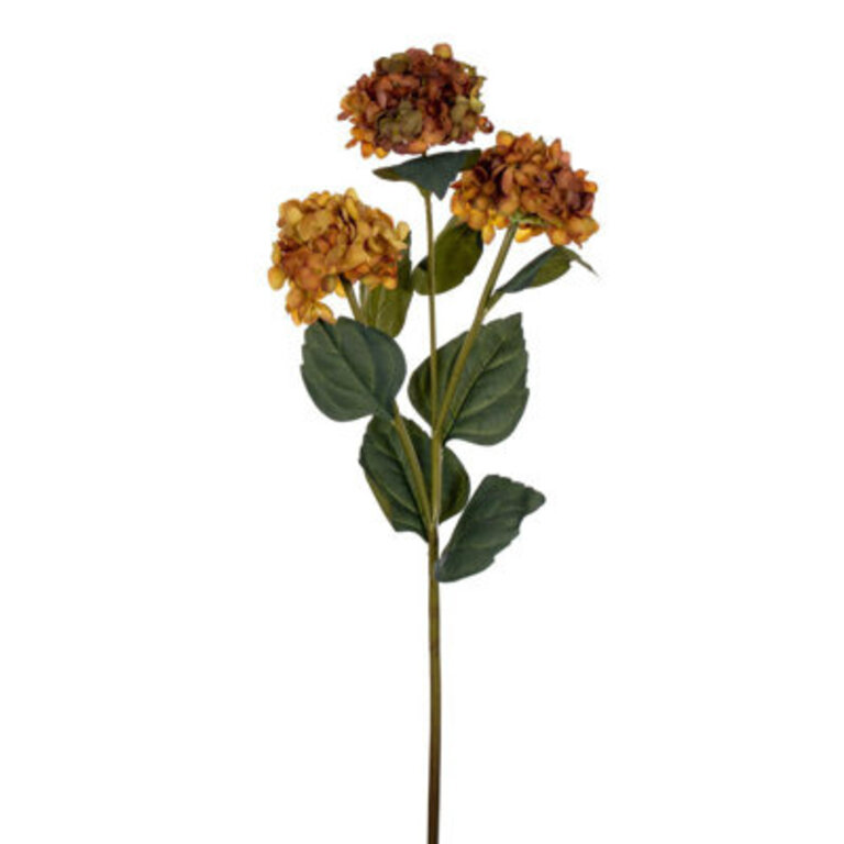 Vickerman 33" Coffee Artificial Hydrangea Spray With Three Flower Heads, 2 Per Bag. Flowers/Leaves Color: Yellow