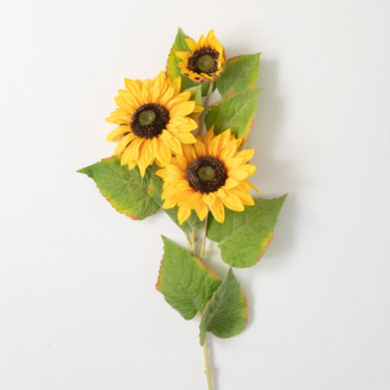 38" Yellow Triple Sunflower Spray; Yellow