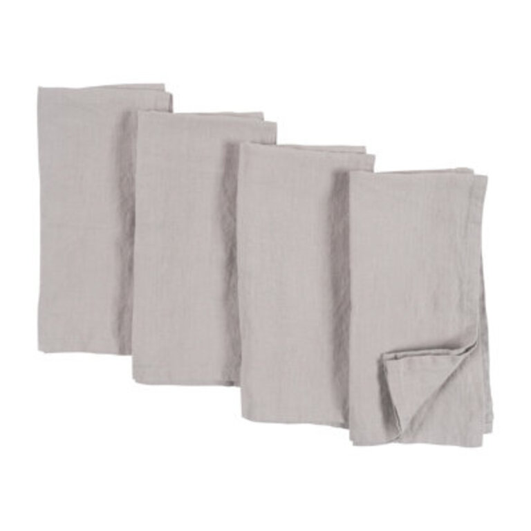 Alvia 100% Stone Washed Linen Napkins, 20" x 20" Color: Light Gray