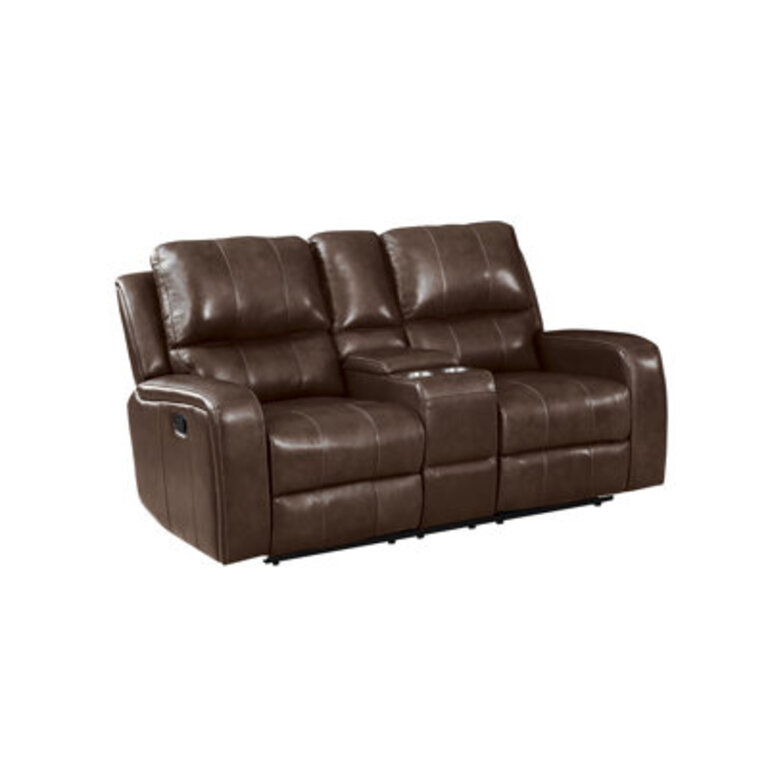 Durling Leather Console Loveseat W/ Dual Recliners Leather Type: Brown Leather Match, Reclining Type: Power - Push Button