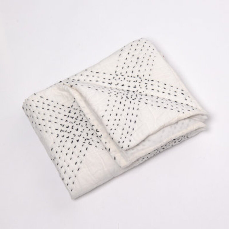 Callahan Quilt Size Queen Quilt, Color White/Indigo Wayfair Outlet