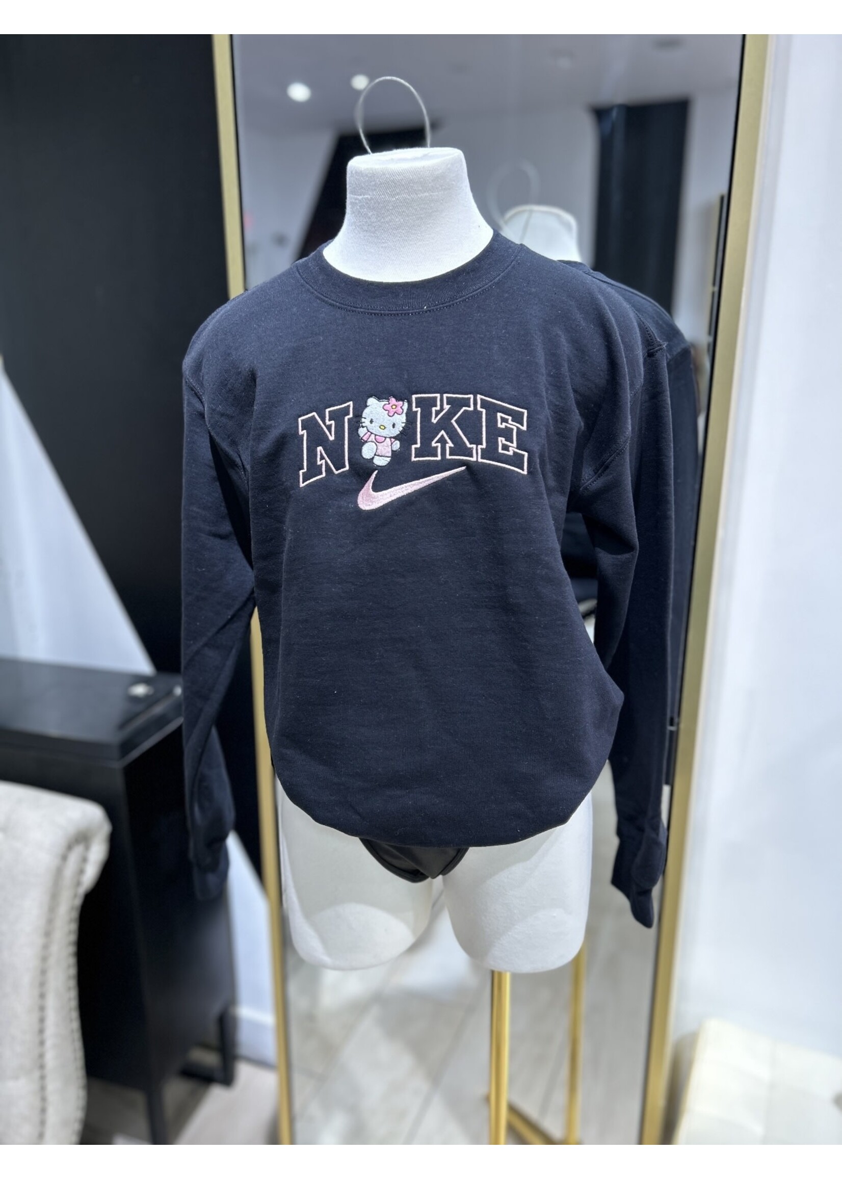 LEXISSBOUTIQUE hello kitty embroidered N!KE crewneck