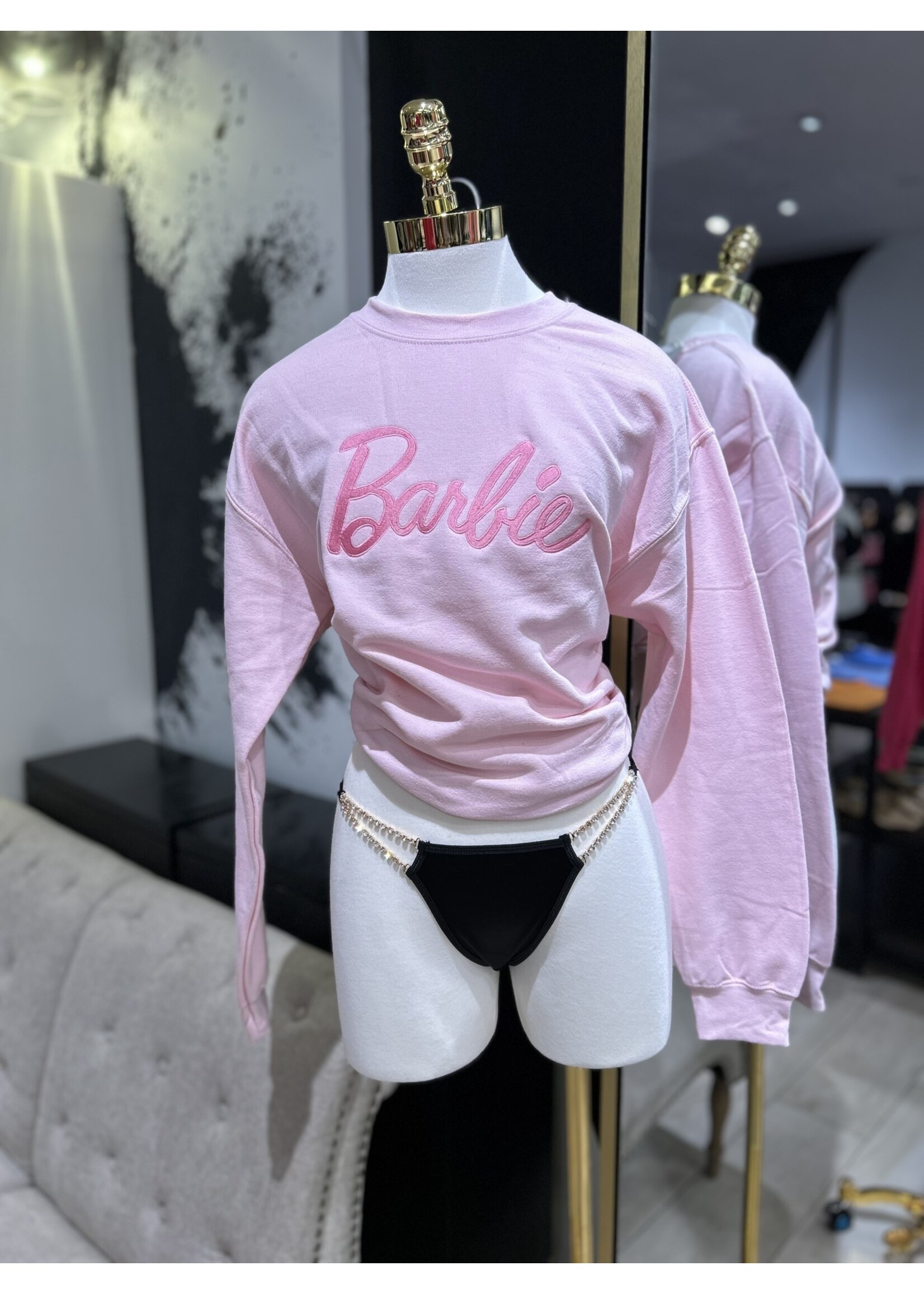 LEXISSBOUTIQUE BARBIE EMBROIDERED CREWNECK