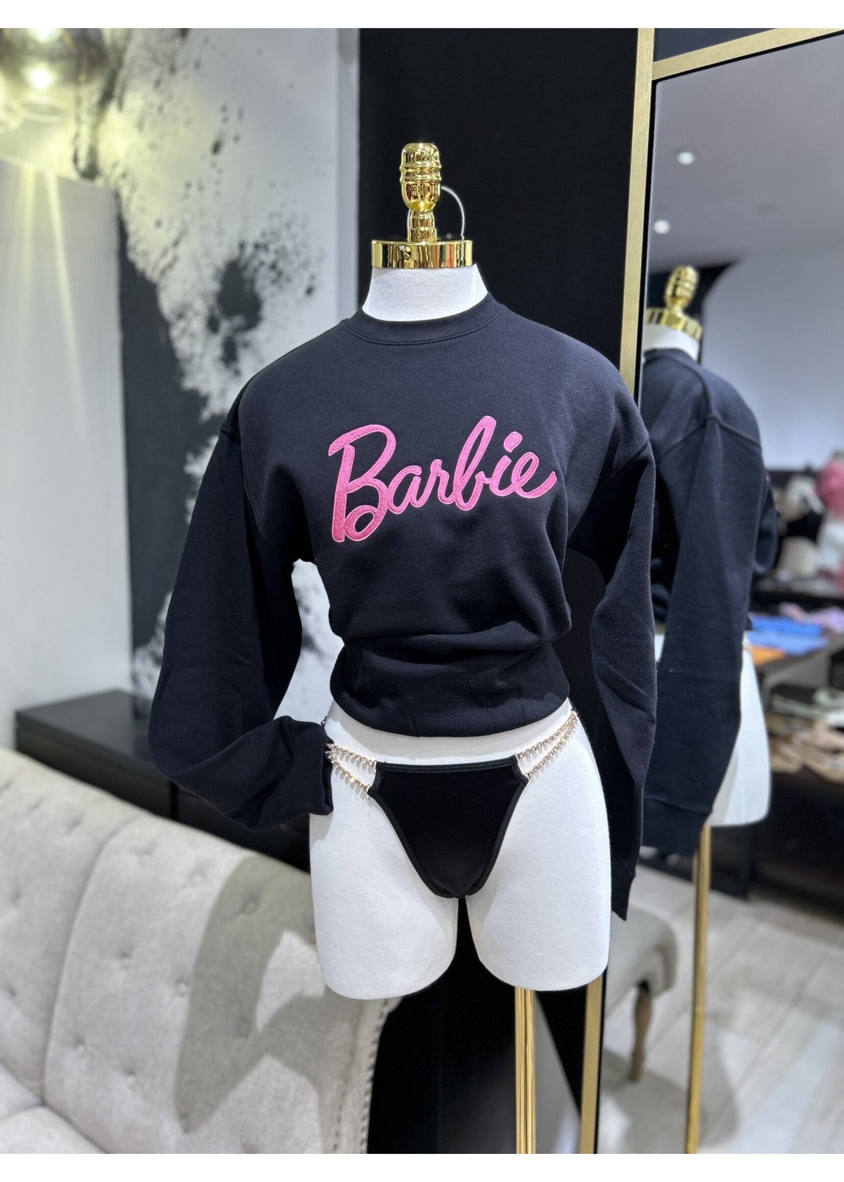 LEXISSBOUTIQUE BARBIE EMBROIDERED CREWNECK