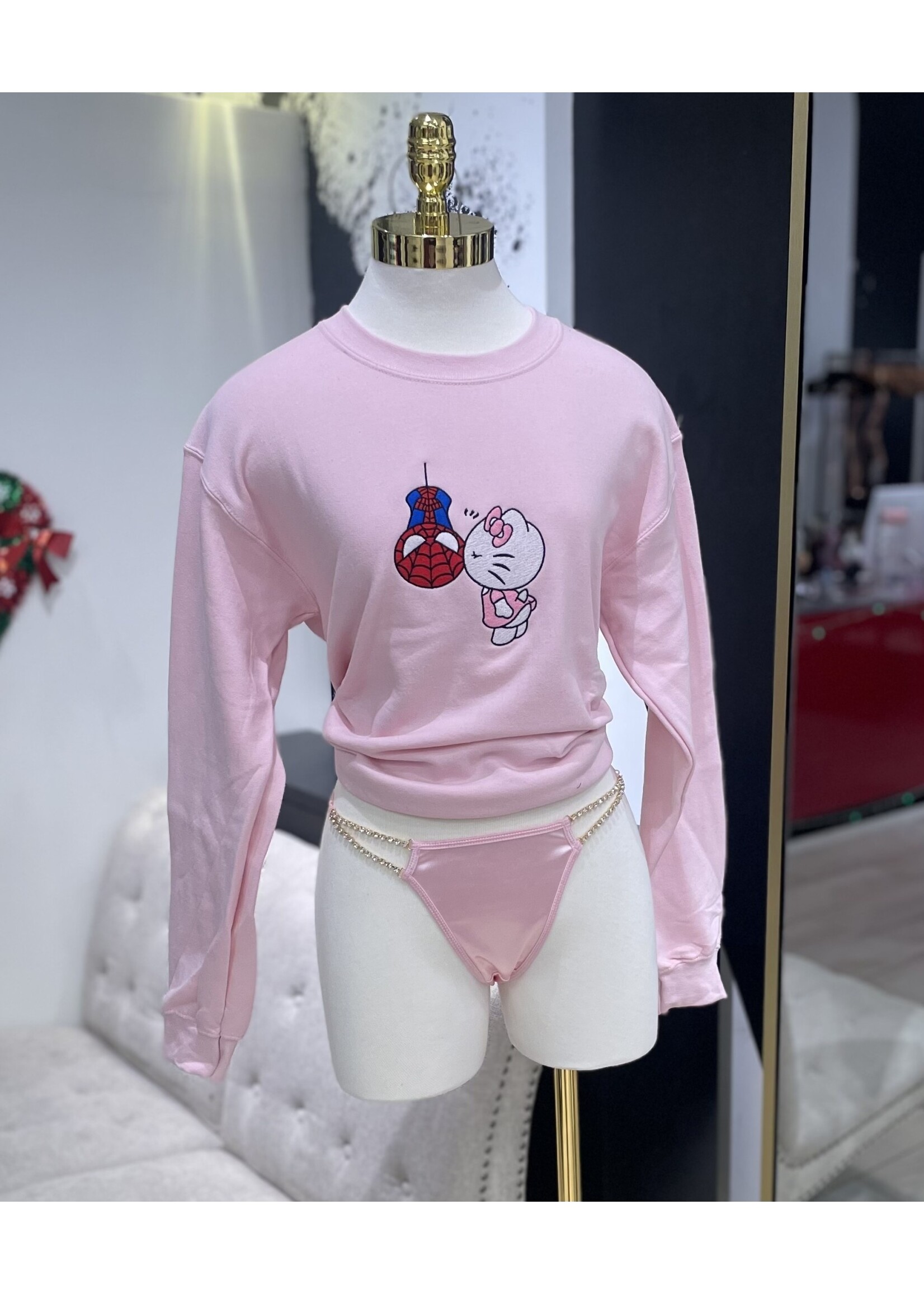 LEXISSBOUTIQUE Spider-Man / Hello Kitty Embroidered Crewneck