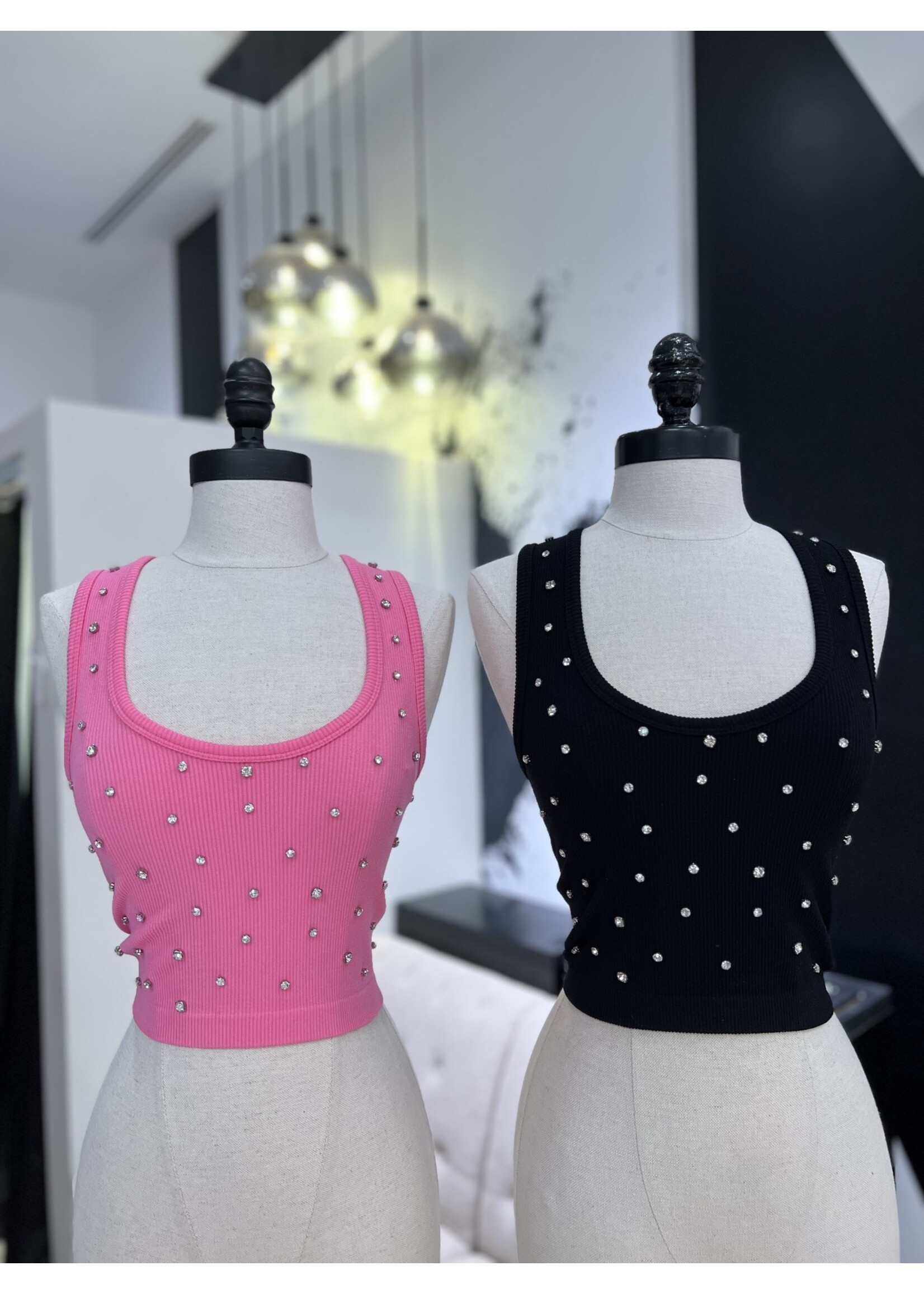 LEXISSBOUTIQUE rhinestone tank top