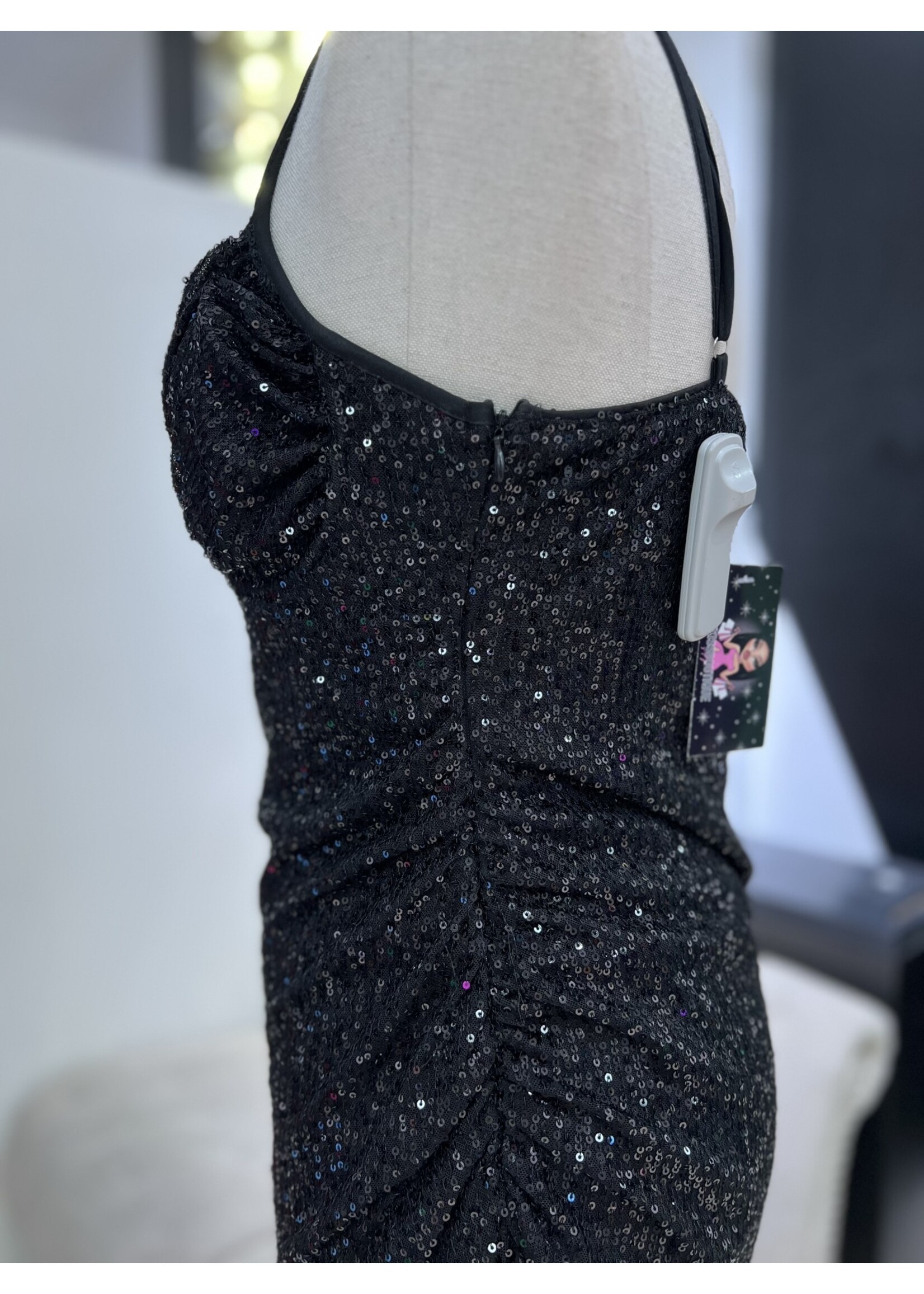 LEXISSBOUTIQUE ASYMMETRICAL SEQUIN MIDI DRESS