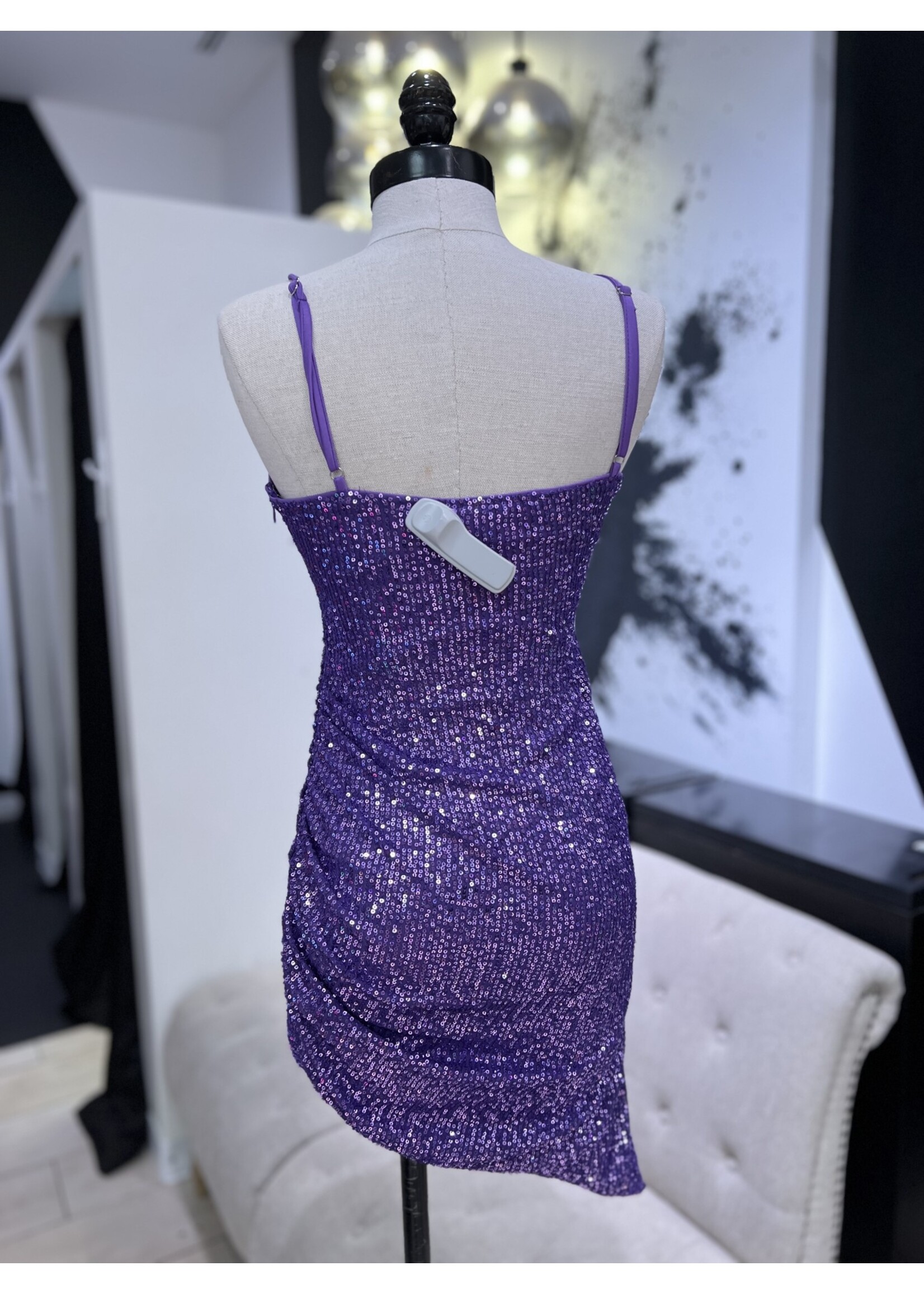 LEXISSBOUTIQUE ASYMMETRICAL SEQUIN MIDI DRESS