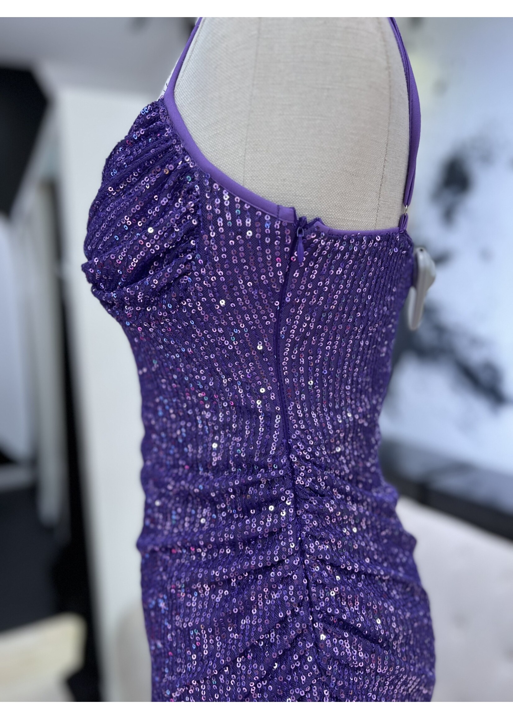 LEXISSBOUTIQUE ASYMMETRICAL SEQUIN MIDI DRESS